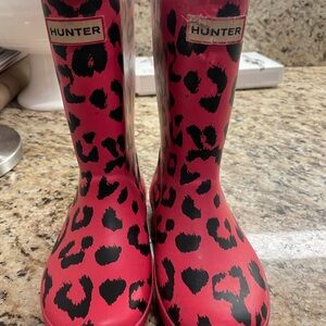 Hunter Kids Pink and Black Leopard Boots